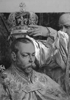 King George V being crowned