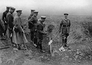King George V at the graveside of a soldier, WW1