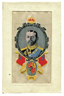 King George V head and shoulders on a silk postcard