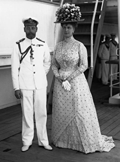 Teck Gallery: King George V in Naval uniform and his wife, Queen Mary