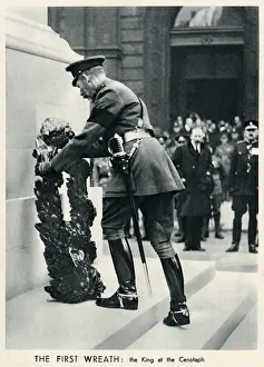 Remembrance Prints: King George V, places first wreath on the Cenotaph