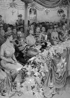 Dignitaries Prints: King George V and Queen Mary in a theatre balcony