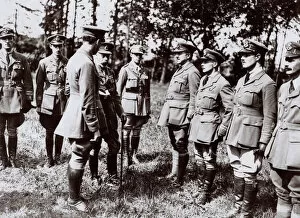Attention Gallery: King George V with RAF officers, Western Front, WW1