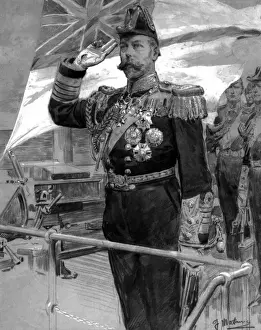 King George V saluting on a boat