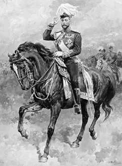 King George V saluting on horseback