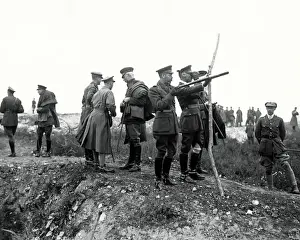 King George V touring battlefield, Western Front, WW1