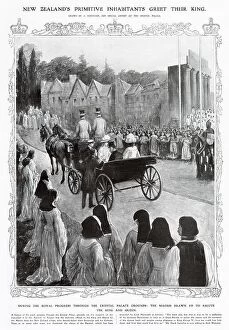 Inhabitants Collection: King George V travels to the Crystal Palace to see preparations for the Empire Festival