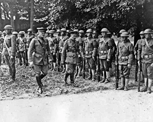King George V with troops, Western Front, WW1