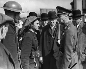 Docklands Prints: King George VI with firefighters, Docklands area, WW2
