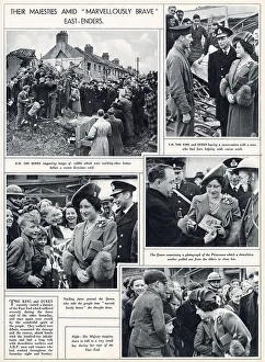 Aftermath Collection: King George VI and Queen Elizabeth visiting the East End of London, which suffered fierce bombing