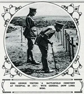 Byng Prints: King George visiting a battlefield cemetery