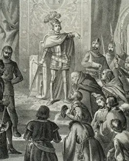 The King Henry III (1379-1406) imparting justice. Engraving