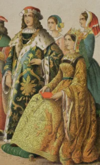 1400s Prints: King Henry VI of England (1421-1471) and his wife