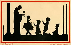 Manger Gallery: The King Am I - Nativity scene silhouette. Date: 1940s