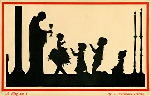 Manger Gallery: The King Am I - Nativity scene silhouette. Date: 1940s