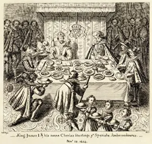Peace Prints: King James I feasting with Spanish ambassadors