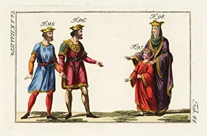 Robert Spallart Prints: King Lothar I, King Louis V, Emma and her son Otto