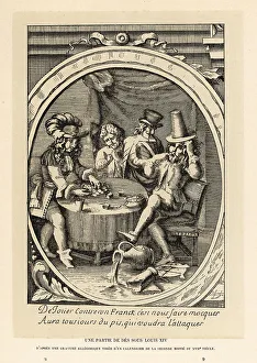 Diversion Prints: King Louis XIV depicted playing dice at a gaming table