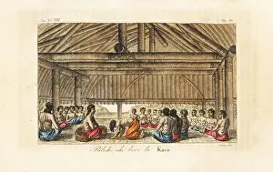 Beverage Prints: King Polaho drinking kava in a longhouse, Tonga