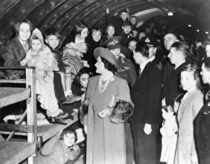 Beds Prints: King and Queen visiting children in Underground shelters