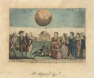 Images Dated 7th November 2011: King and Queen watching a balloon ascent, Windsor