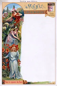 Blank Prints: In the Kingdom of Flowers - Liebig Blank Menu Card