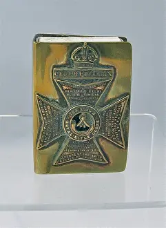 Audax Prints: Kings Royal Rifle Corps badge on matchbox holder, WW1