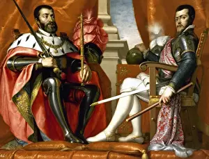 Kings of Spain Philip II (1527-1598) and Charles I (1500-155