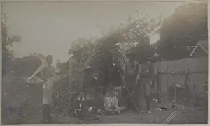 Fronds Prints: Kingston scouts building shelter, Jamaica
