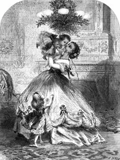 Affectionate Gallery: Kissing under the mistletoe, 1865