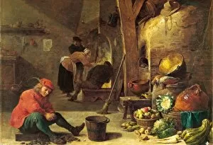 Images Dated 18th April 2012: The Kitchen by David Teniers the Younger