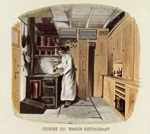 The kitchen of the dining car on the Kiev-Odessa line. Date: 1864