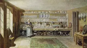 Crockery Prints: A kitchen in Frances Street, London by George Scharf