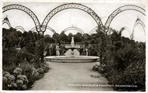 Sandringham Prints: Kitchen Gardens & Fountain, Sandringham, Norfolk