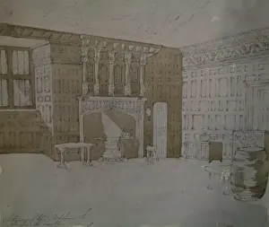 Fire Place Prints: Kitchen interior, St Donats Castle, Glamorgan, Wales