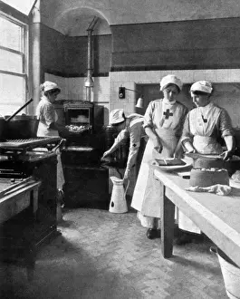 Kensington Prints: Kitchen at Weir Red Cross Hospital, Balham, London, WW1