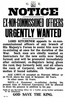 Needed Gallery: Kitchener recruitment notice, WW1