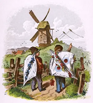 Kite Prints: KITE FLYING C1860