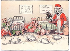 Surprised Gallery: Many kittens and a Santa cat on a Christmas card