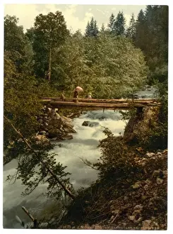 Gorges Prints: Klosters, gorges of the Landquart, with footbridge, Grisons