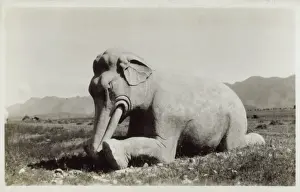 Ming Prints: Kneeling Stone Elephant, Ming Tombs, Beijing