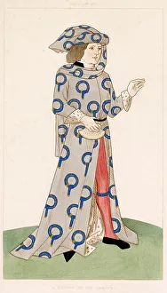 Garter Prints: A knight of the Garter in the costume worn during medieval times. Date: circa 1470
