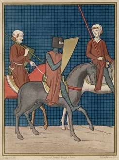 Images Dated 1st December 2020: A Knight of the Round Table, Giron le Courtois, travels accompanied by his two squires