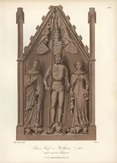 Knight in suit of armor with his wives