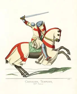 Horseback Prints: A knight Templar on horseback, 14th century