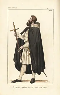 12thcentury Prints: Knight Templar squire or servant brother, 12th century