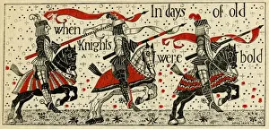 Three knights on horseback