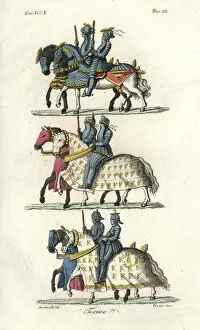 Barding Collection: Knights in jousting armour at a medieval tournament