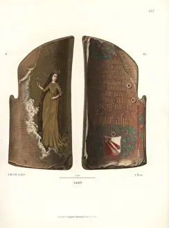 Knights shield of painted and gilded wood