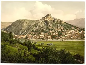 Dalmatia Prints: Knin, general view, Dalmatia, Austro-Hungary